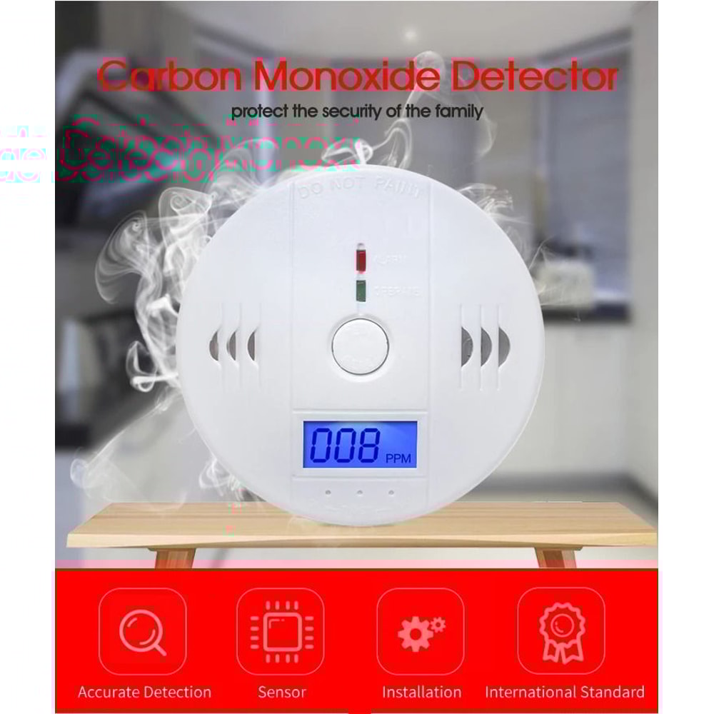 Battery Powered Carbon Monoxide Alarm Detector With LCD Display And 85dB Sound Alert 1