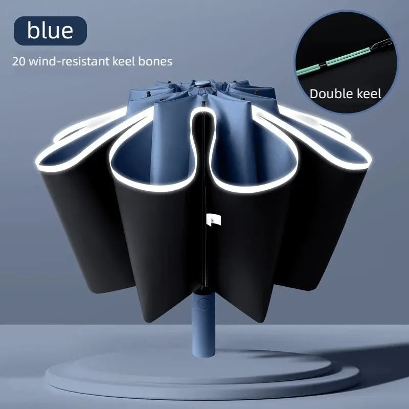 Reflective Reverse Folding Automatic Umbrella With UV Protection And Wind Resistant 20 Rib Frame 10