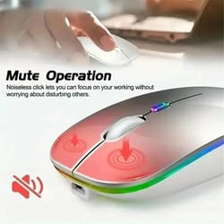 rechargeable silent wireless mouse with led backlight and dual mode bluetooth 5.2 + 2.4ghz usb receiver