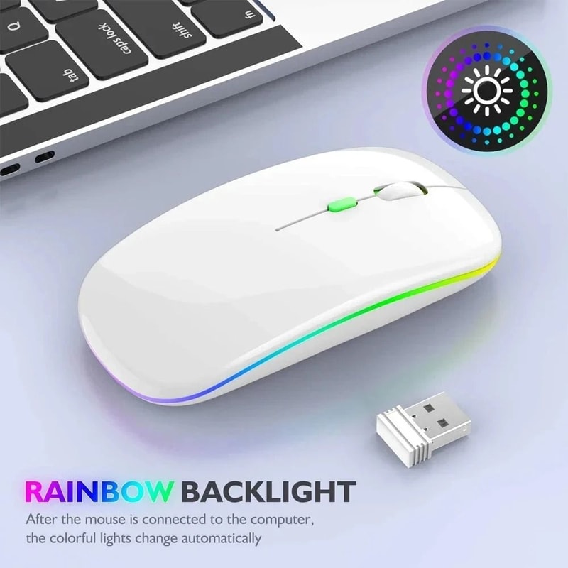 Rechargeable Silent Wireless Mouse With LED Backlight And Dual Mode Bluetooth 52 24GHz USB Receive 1