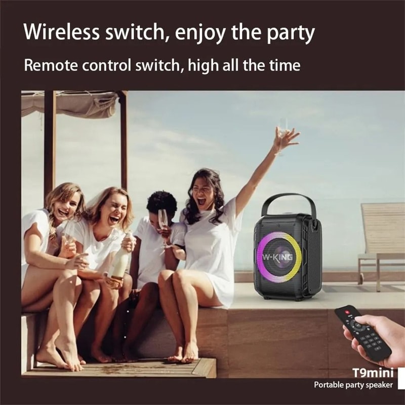 Portable Wireless Karaoke Speaker With Subwoofer Sound And LED Light Rings 2