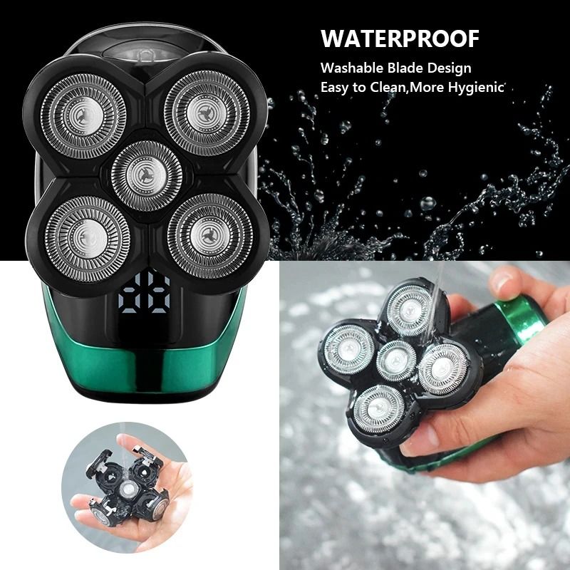 5 In 1 Rechargeable Bald Head Shaver With 5 Floating Heads And Grooming Attachments 1