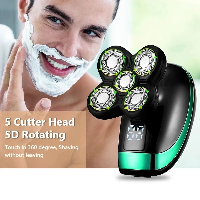 5 In 1 Rechargeable Bald Head Shaver With 5 Floating Heads And Grooming Attachments 2
