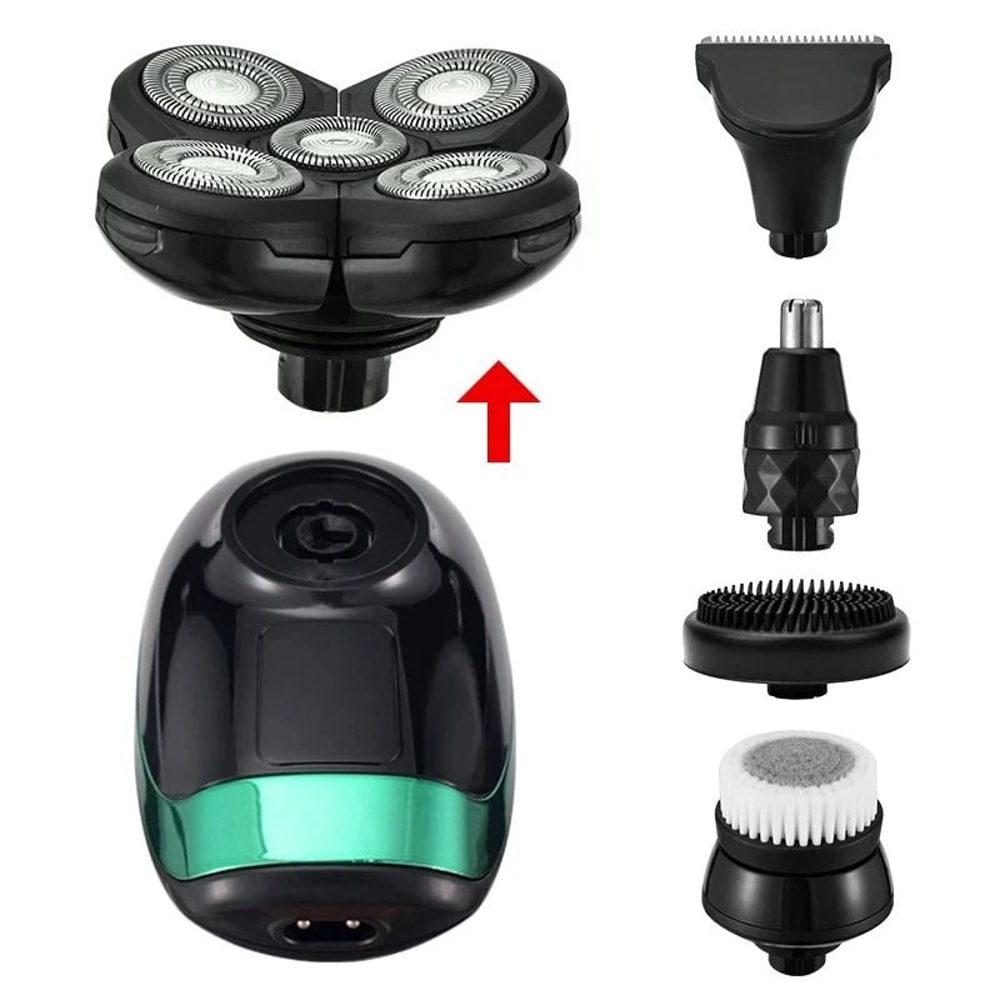 5 In 1 Rechargeable Bald Head Shaver With 5 Floating Heads And Grooming Attachments 3