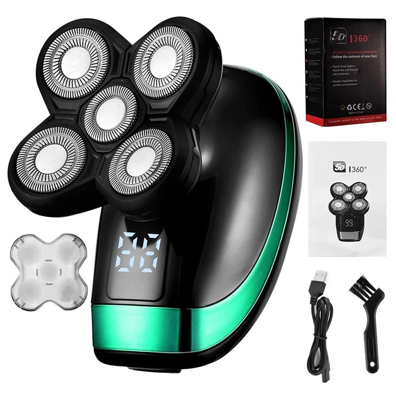 5 In 1 Rechargeable Bald Head Shaver With 5 Floating Heads And Grooming Attachments 6