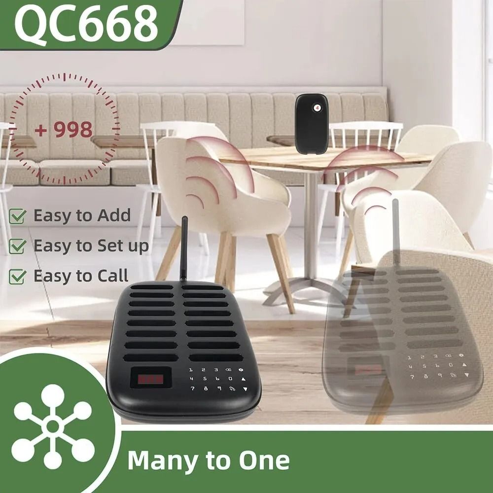 16Guest Wireless Paging System With Vibration Alerts And Long Range Coverage 3