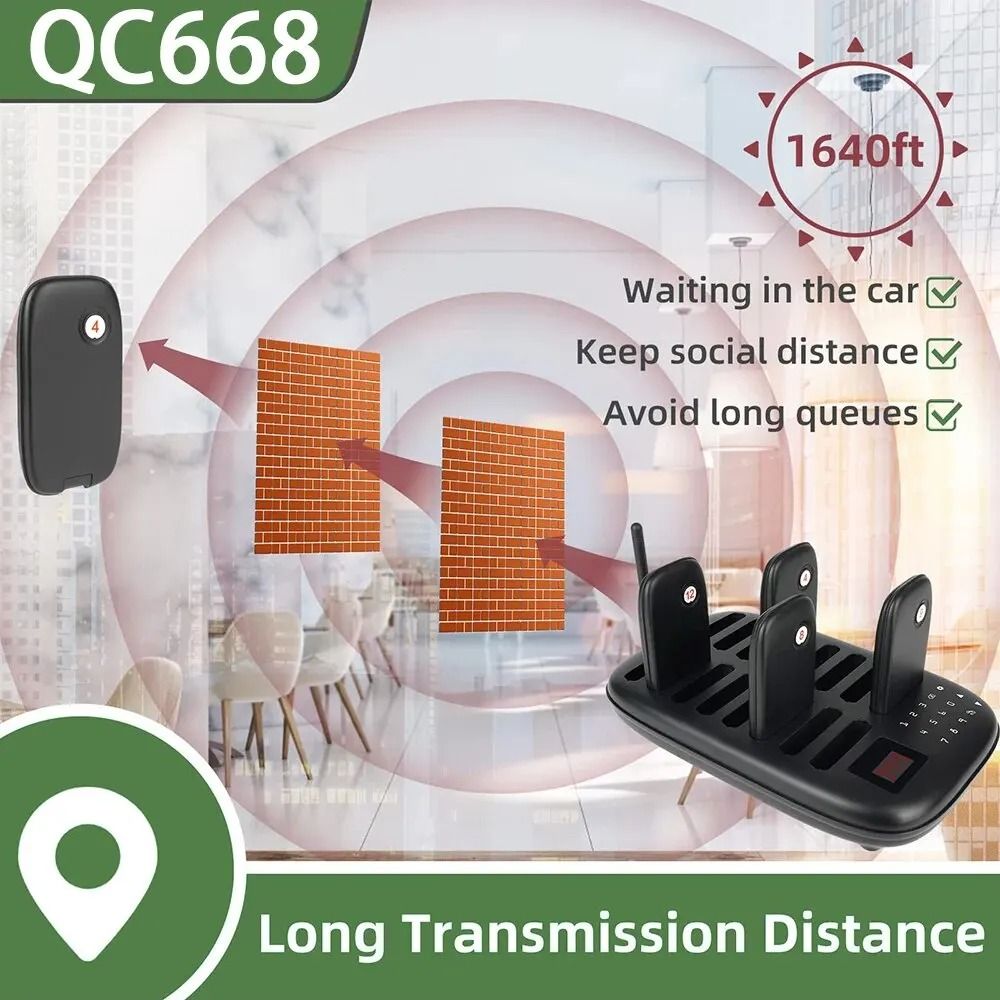16Guest Wireless Paging System With Vibration Alerts And Long Range Coverage 4