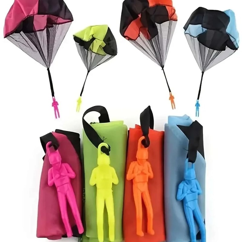 Kids Throwing Parachute Toy Set With Mini Soldier Figures For Outdoor Play 2