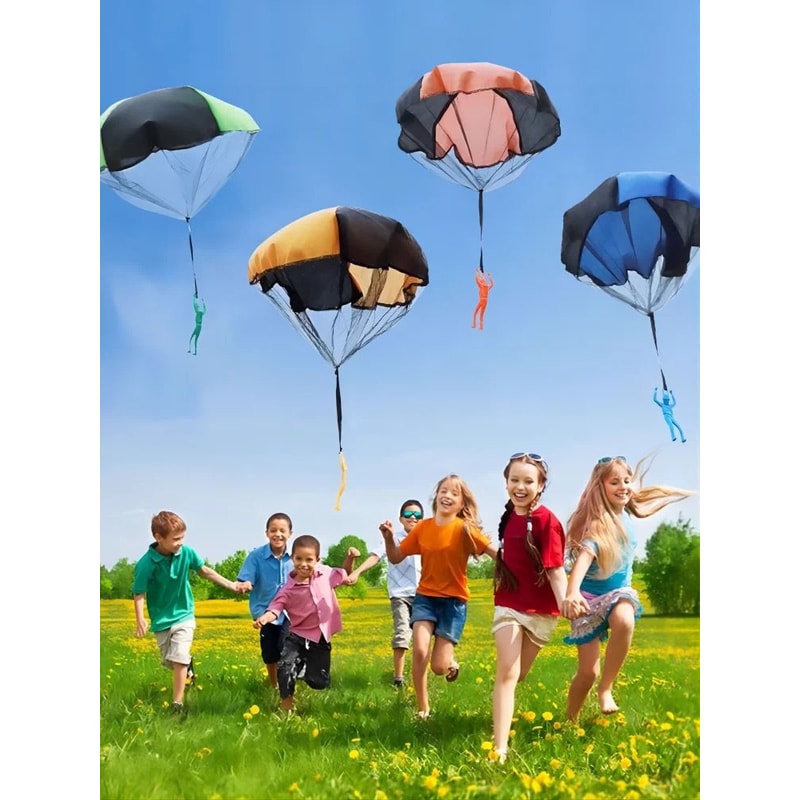 Kids Throwing Parachute Toy Set With Mini Soldier Figures For Outdoor Play 3