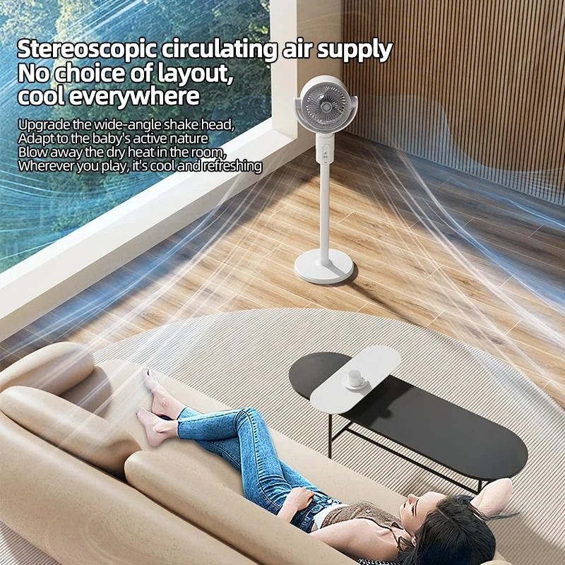360 Circulation Quiet Standing Fan With USB Power And Adjustable Height 3