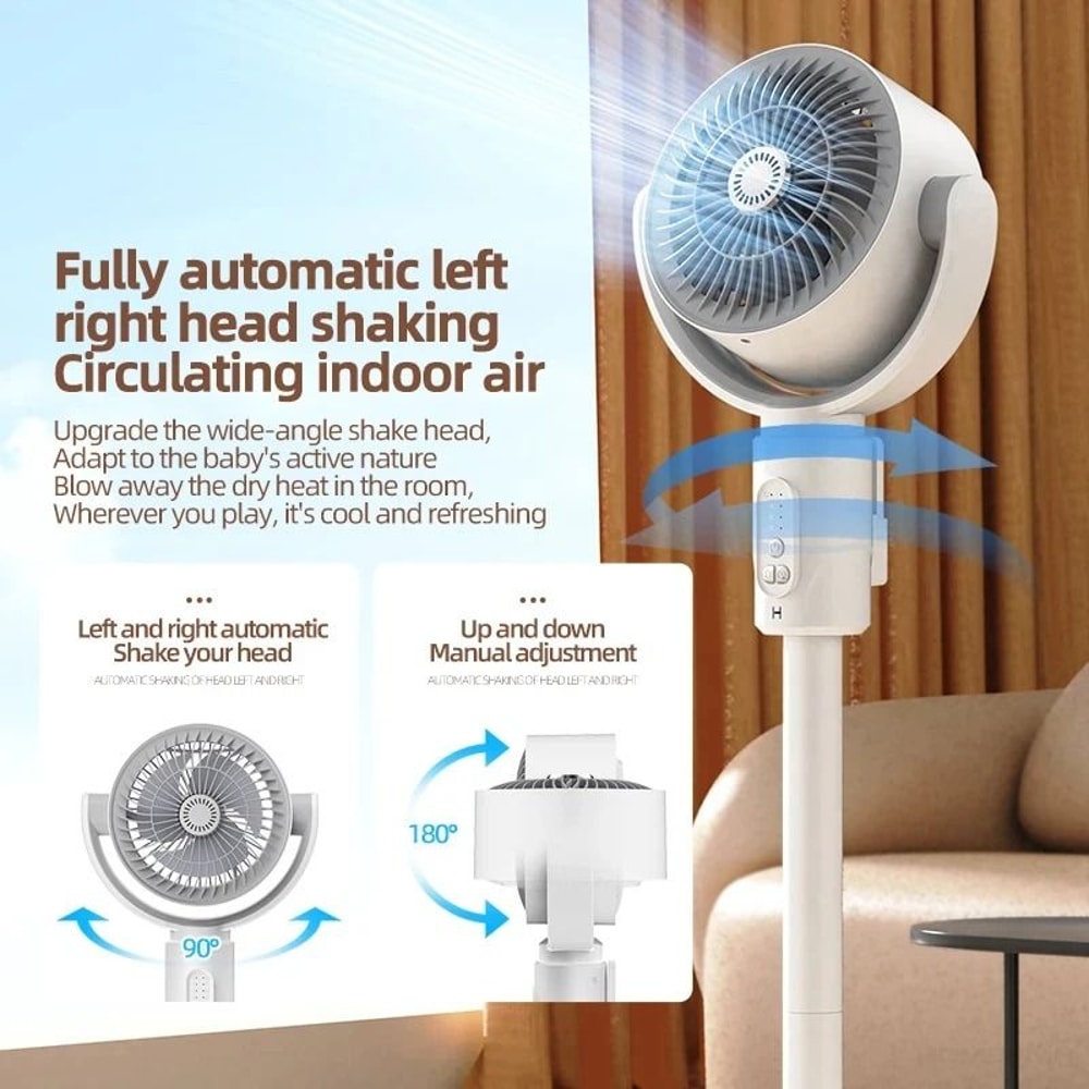 360 Circulation Quiet Standing Fan With USB Power And Adjustable Height 5