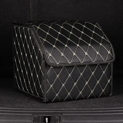 pu leather foldable car trunk storage box 11.81 in for organized travel and daily use