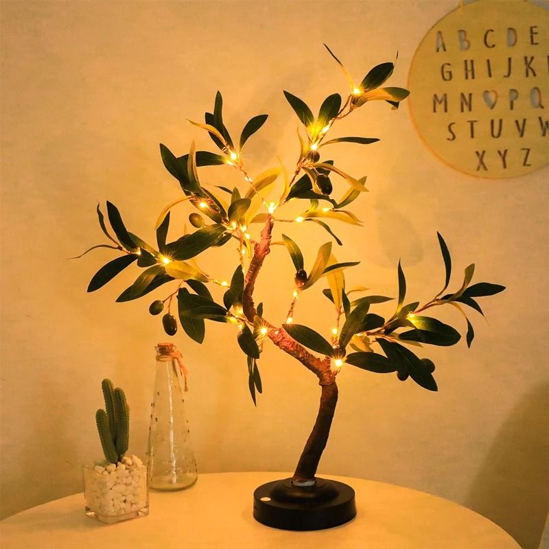 LED Tree Table Lamp With DIY Bendable Branches And Warm White Glow For Indoor Decor 0