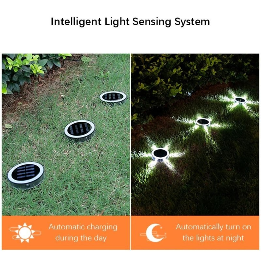 4 Pack Solar InGround LED Lights Waterproof 360 Degree Warm Glow For Garden And Yard Decor 5