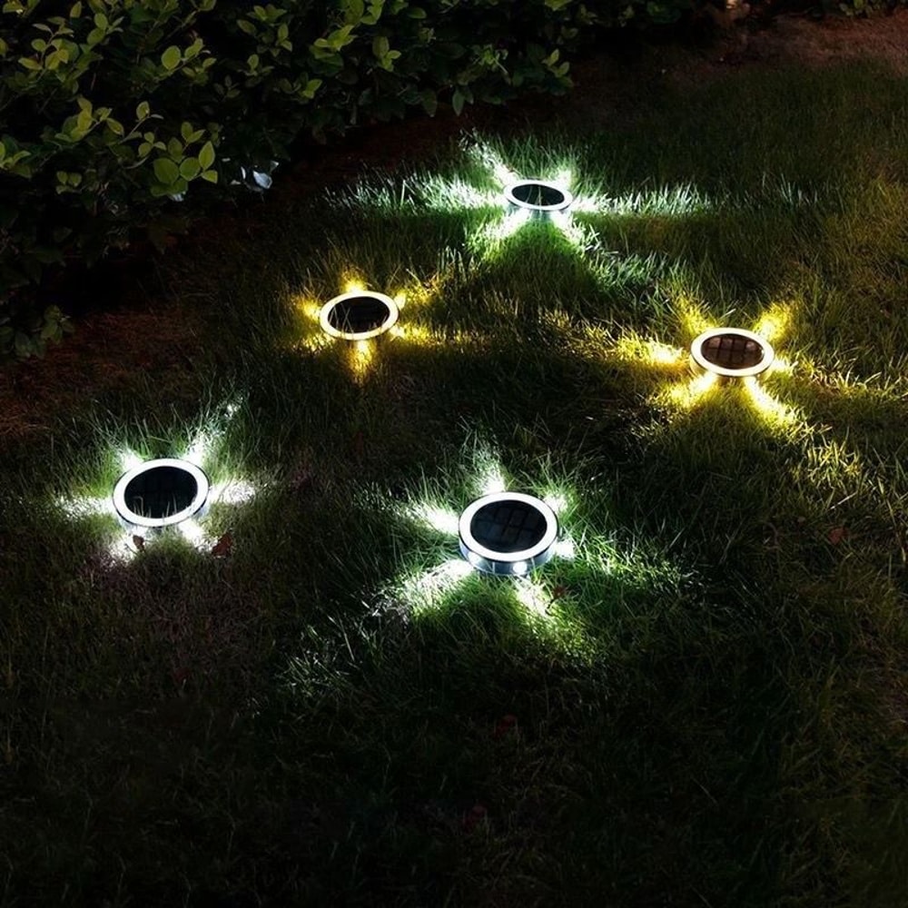 4 Pack Solar InGround LED Lights Waterproof 360 Degree Warm Glow For Garden And Yard Decor 6