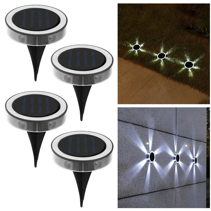 4 Pack Solar InGround LED Lights Waterproof 360 Degree Warm Glow For Garden And Yard Decor 8