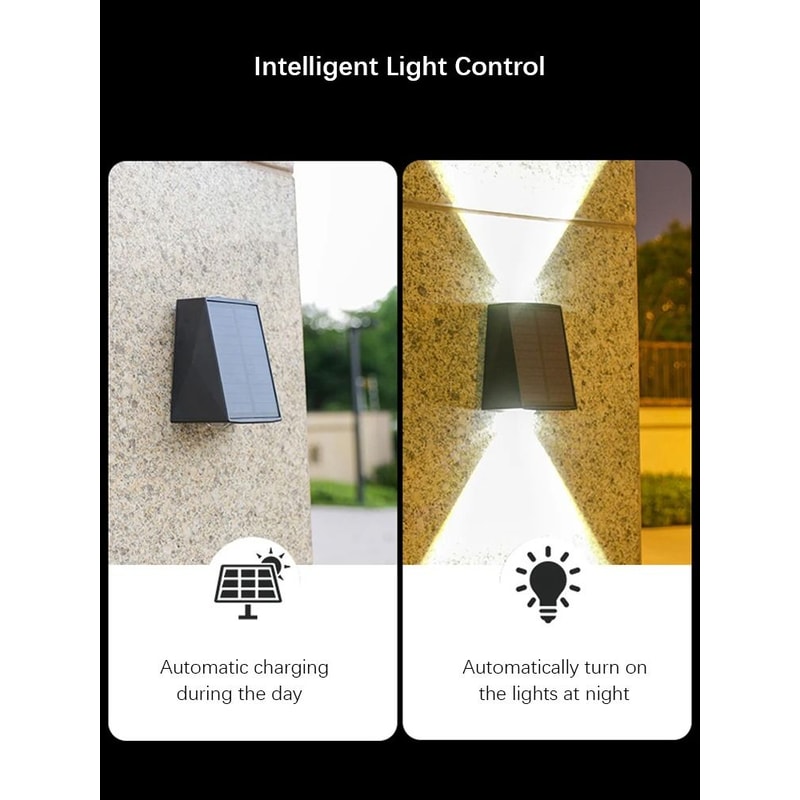 Solar Outdoor Wall Lamp With Up And Down Lighting Waterproof LED For Garden And Porch Decor 5