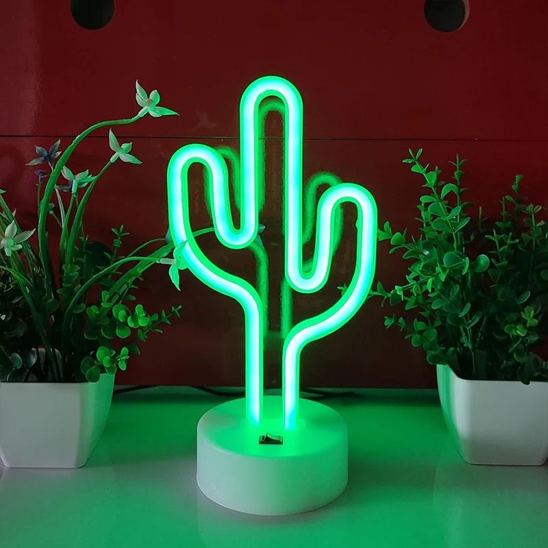 Cactus Neon LED Sign Table Lamp With USB Or Battery Power For Room Decor And Parties 3