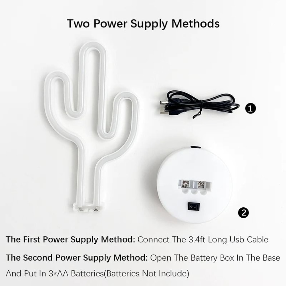 Cactus Neon LED Sign Table Lamp With USB Or Battery Power For Room Decor And Parties 4