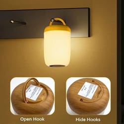 usb rechargeable rgb touch night light with wood grain base and timer for bedroom and kids decor
