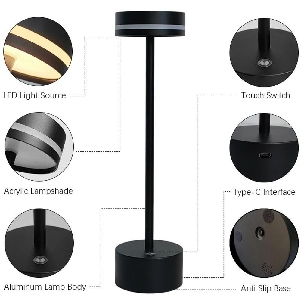Touch Dimmable LED Desk Lamp With Aluminum Body And Three Tone Lighting For Bedroom And Reading 3