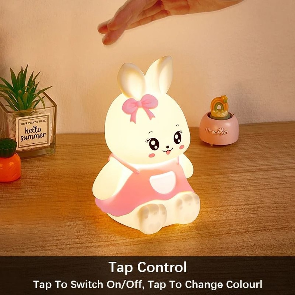 Silicone Rabbit Night Light With Color Changing LED And Tap Control For Nursery And Kids Room 2