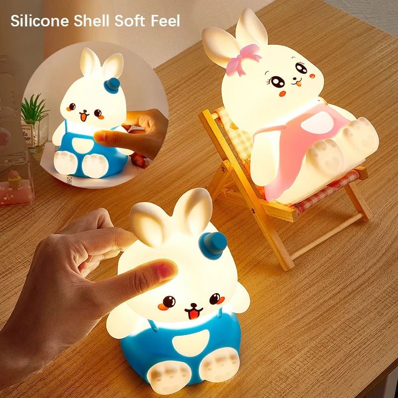 Silicone Rabbit Night Light With Color Changing LED And Tap Control For Nursery And Kids Room 3