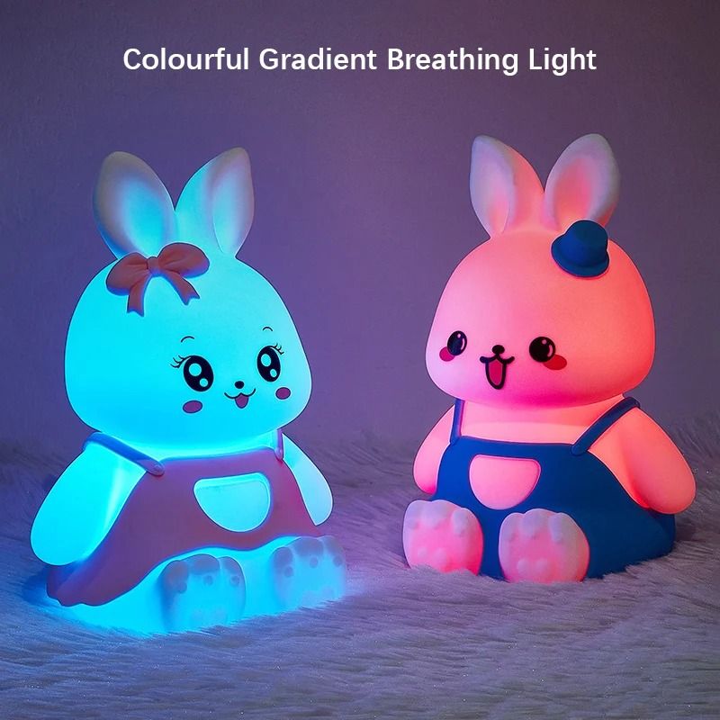 Silicone Rabbit Night Light With Color Changing LED And Tap Control For Nursery And Kids Room 4