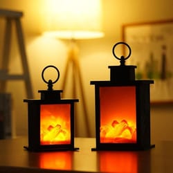led fireplace flame effect table lamp with charcoal style glow for home decor and camping