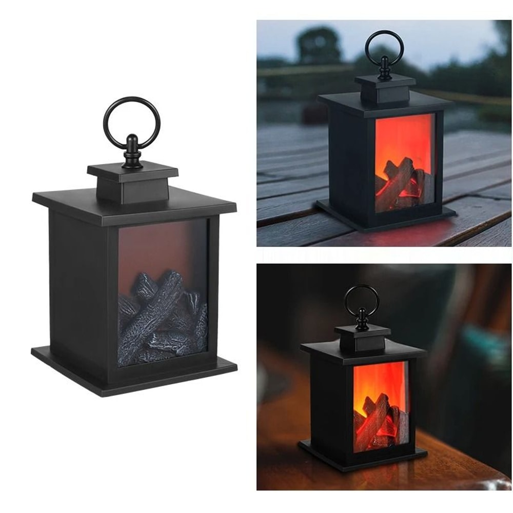 LED Fireplace Flame Effect Table Lamp With Charcoal Style Glow For Home Decor And Camping 6