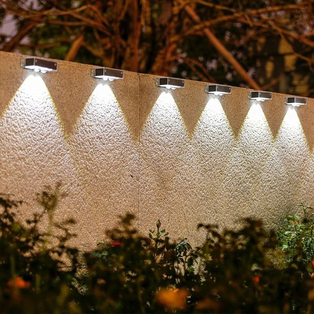 4 Pack Solar Wall Lamps With Smart Sensor Auto On Off For Garden Fence And Pathway Lighting 1