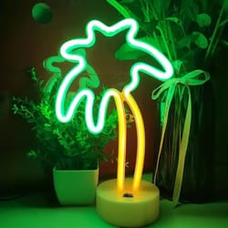 coconut tree neon led sign with base and usb or battery power for room decor and parties