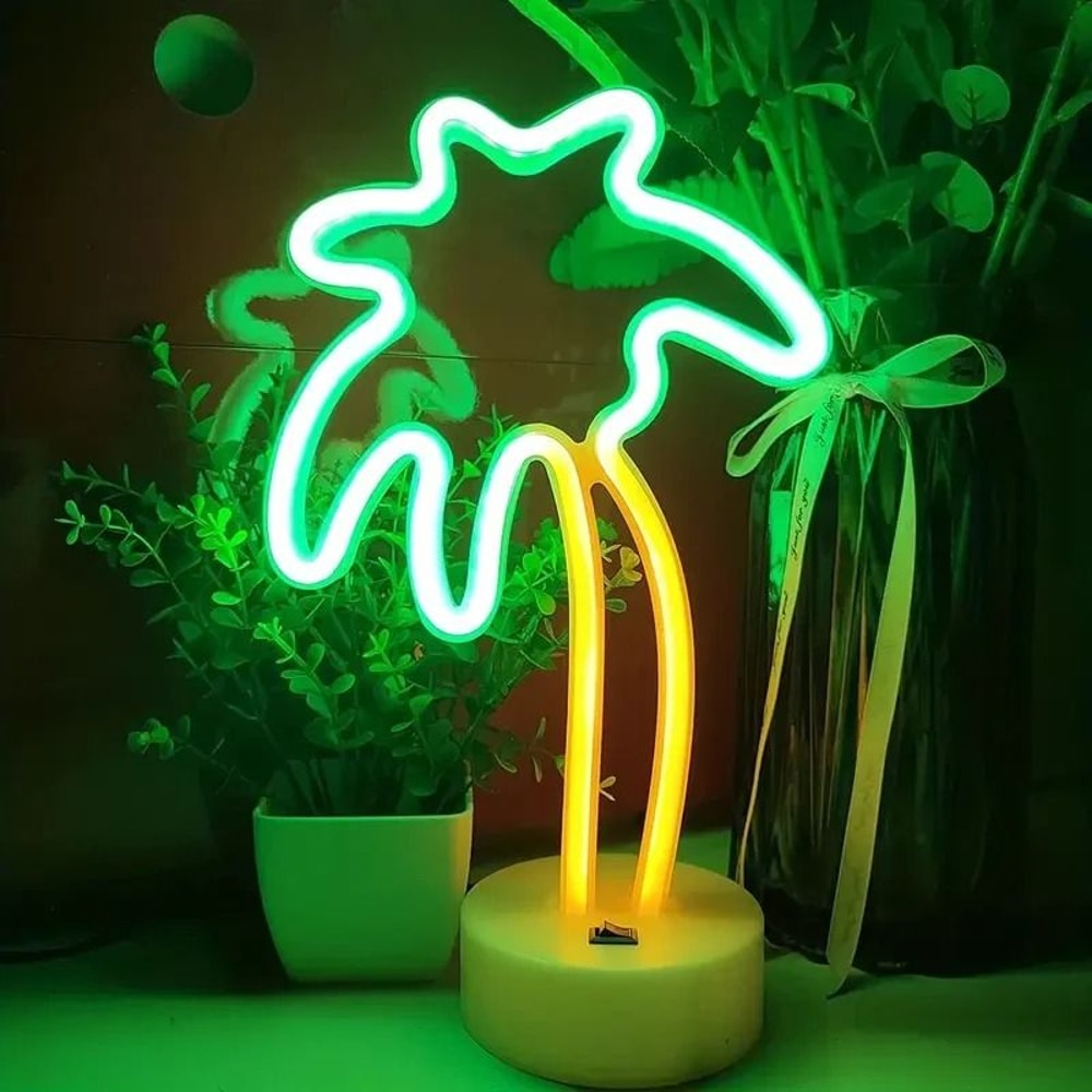 Coconut Tree Neon LED Sign With Base And USB Or Battery Power For Room Decor And Parties 1