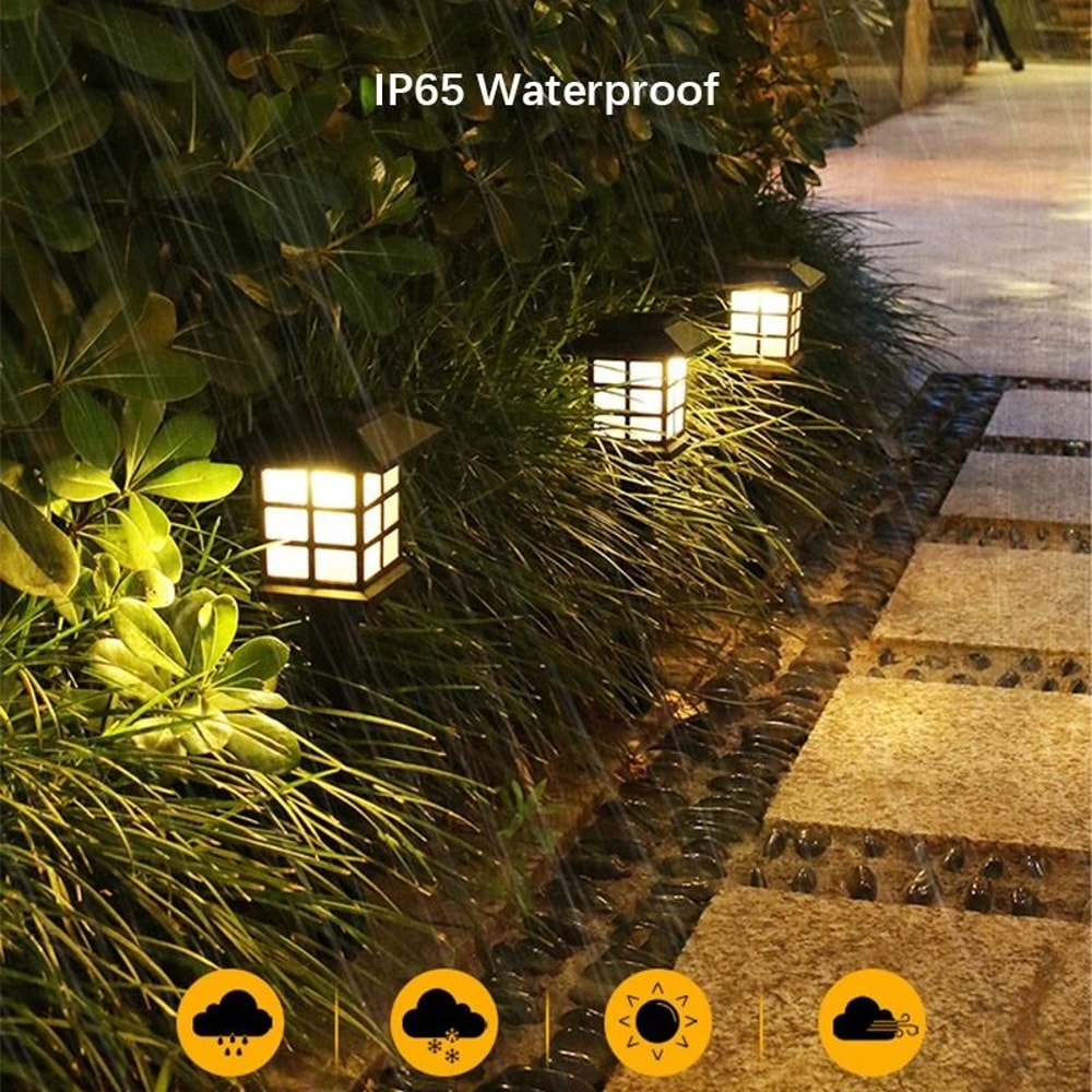 2 Pack Solar Pathway Lights IP65 Waterproof Outdoor Grass Lamps For Garden And Walkway Decor 4