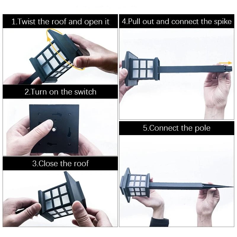 2 Pack Solar Pathway Lights IP65 Waterproof Outdoor Grass Lamps For Garden And Walkway Decor 5