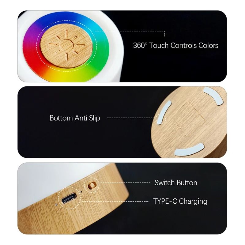 USB Rechargeable 13 Color RGB Night Light With Touch And Remote Control For Bedroom And Parties 6