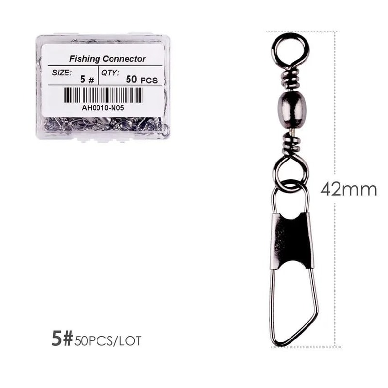 50 Piece Fishing Swivel Set With Brass Barrel Swivels And Snap Connectors In Storage Box 11