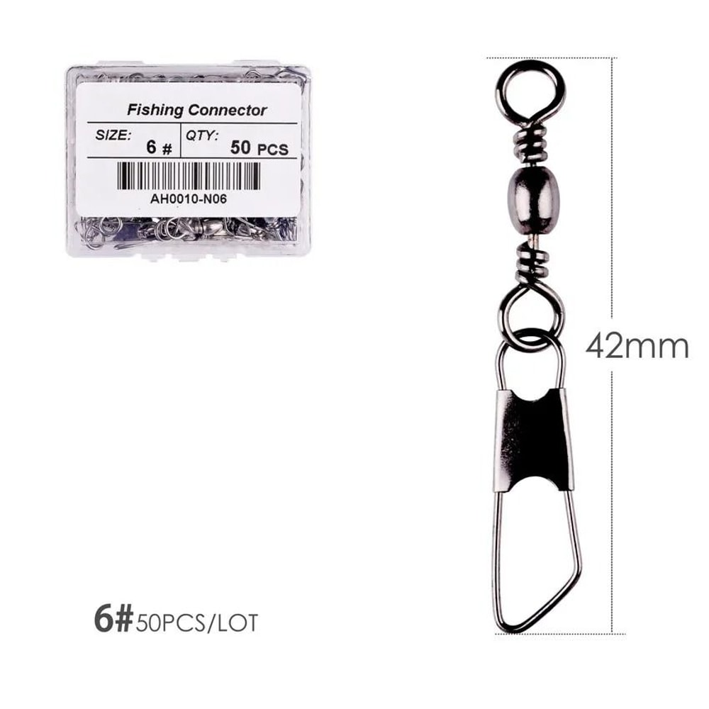 50 Piece Fishing Swivel Set With Brass Barrel Swivels And Snap Connectors In Storage Box 12