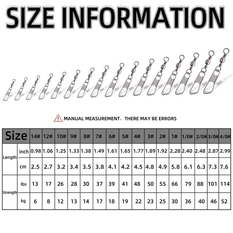 50 Piece Fishing Swivel Set With Brass Barrel Swivels And Snap Connectors In Storage Box 1