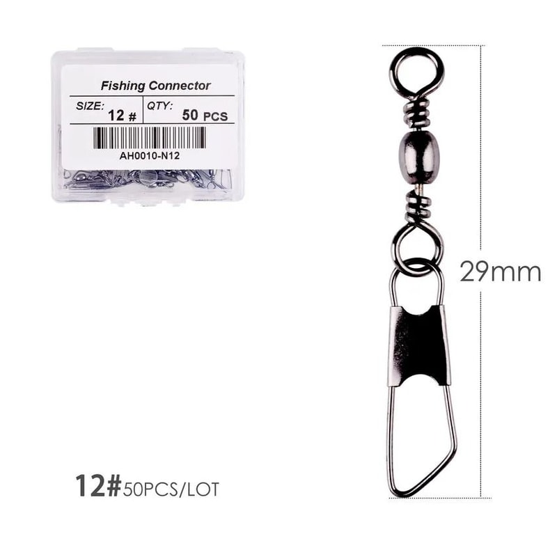 50 Piece Fishing Swivel Set With Brass Barrel Swivels And Snap Connectors In Storage Box 6