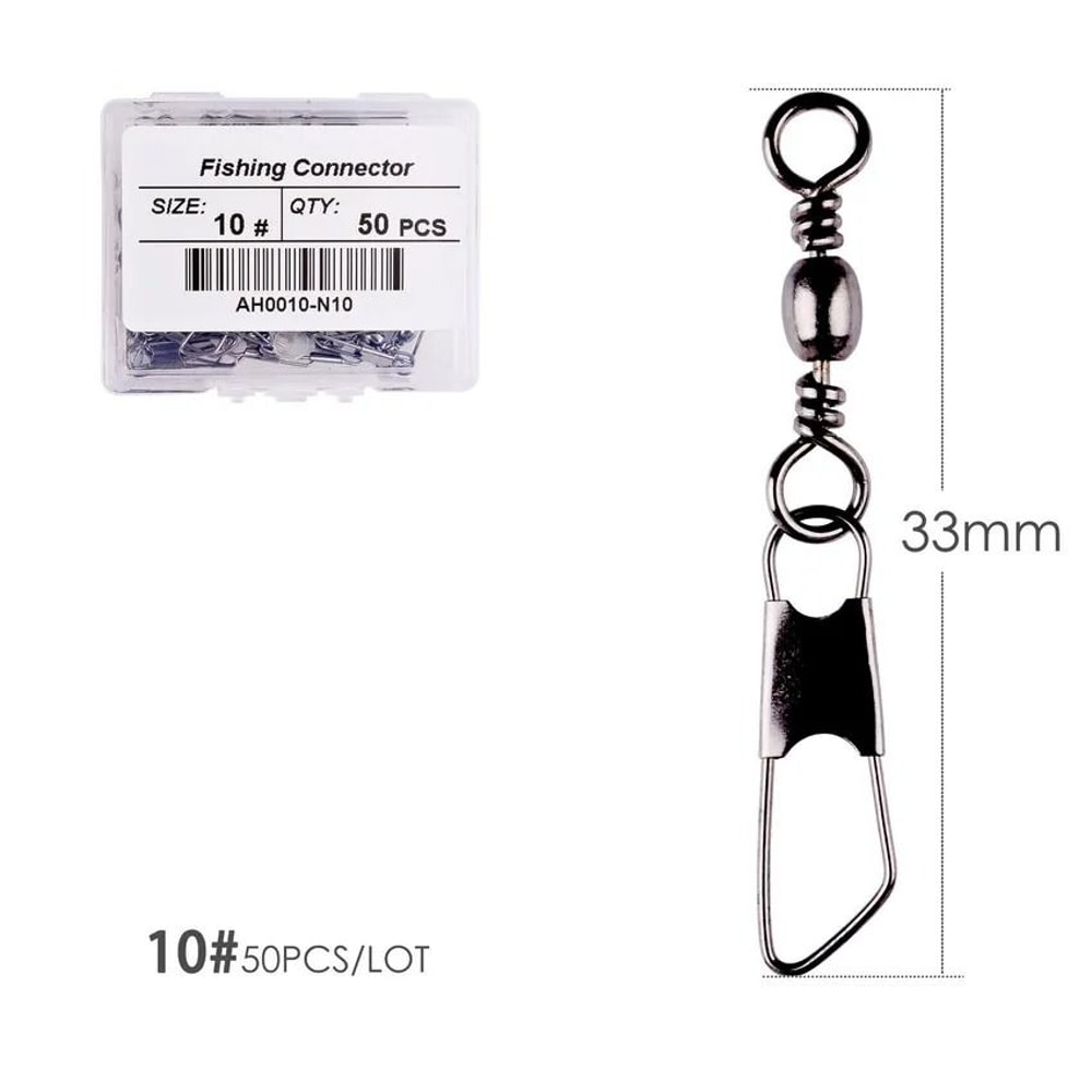 50 Piece Fishing Swivel Set With Brass Barrel Swivels And Snap Connectors In Storage Box 15