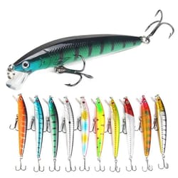 floating minnow fishing lure 3.74 in hard bait crankbait with barbed hooks for bass and perch