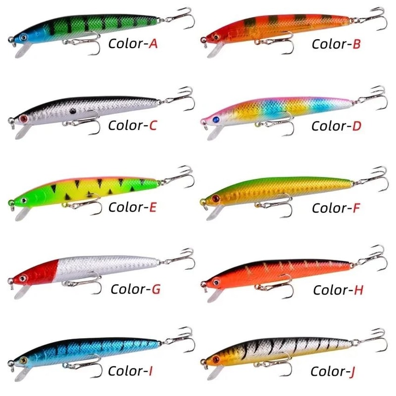 Floating Minnow Fishing Lure 374 In Hard Bait Crankbait With Barbed Hooks For Bass And Perch 2