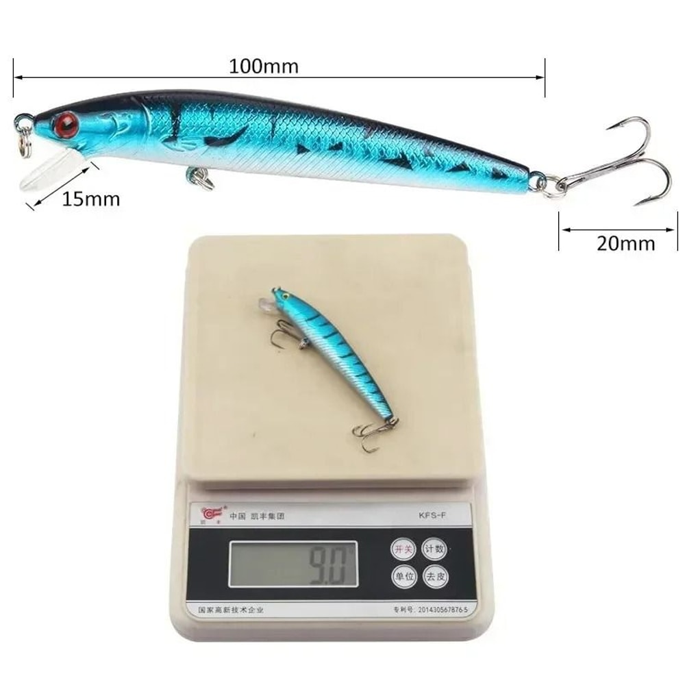 Floating Minnow Fishing Lure 374 In Hard Bait Crankbait With Barbed Hooks For Bass And Perch 4