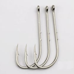 50 piece long shank fishing hook set high carbon steel barbed hooks with storage box