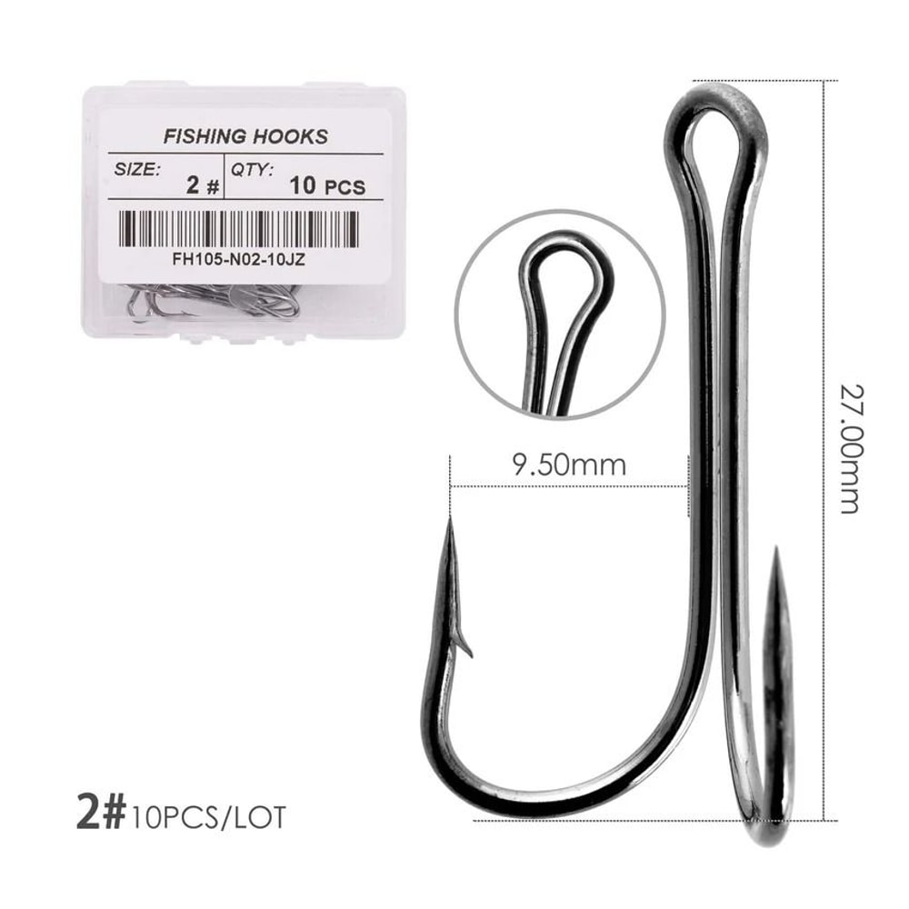 10 Piece Double Frog Fishing Hook Set High Carbon Steel Weedless Assist Hooks For Soft Lures And Ji 9
