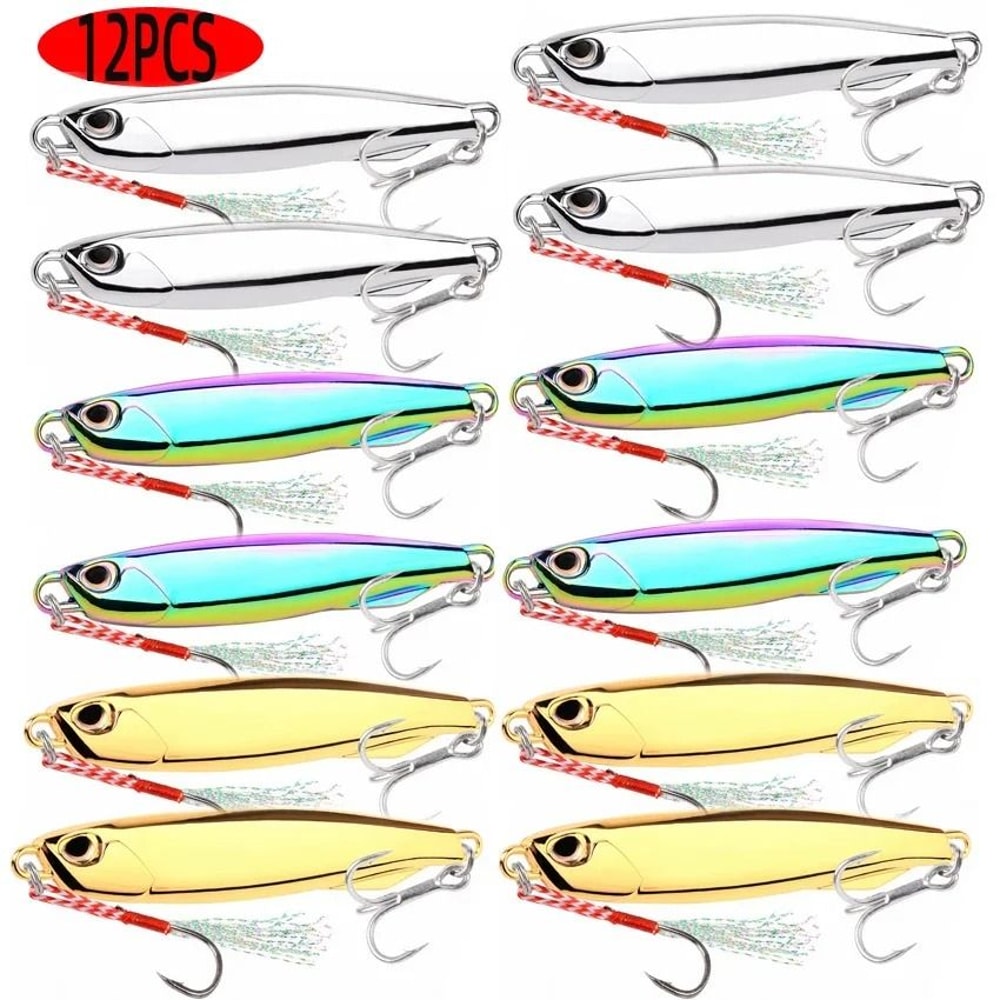 12 Piece Metal Jig Fishing Lure Kit Sinking Spoon And Spinner Set For Pike Carp And Sea Fishing 11