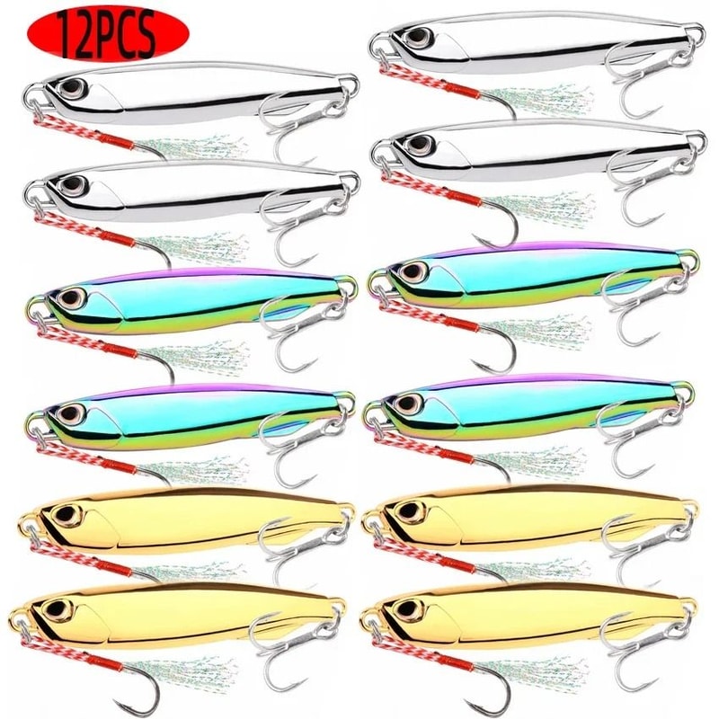 12 Piece Metal Jig Fishing Lure Kit Sinking Spoon And Spinner Set For Pike Carp And Sea Fishing 11
