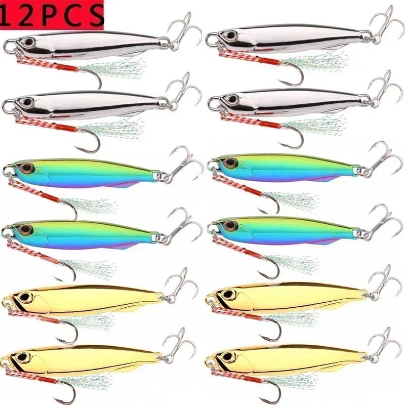 12 Piece Metal Jig Fishing Lure Kit Sinking Spoon And Spinner Set For Pike Carp And Sea Fishing 3