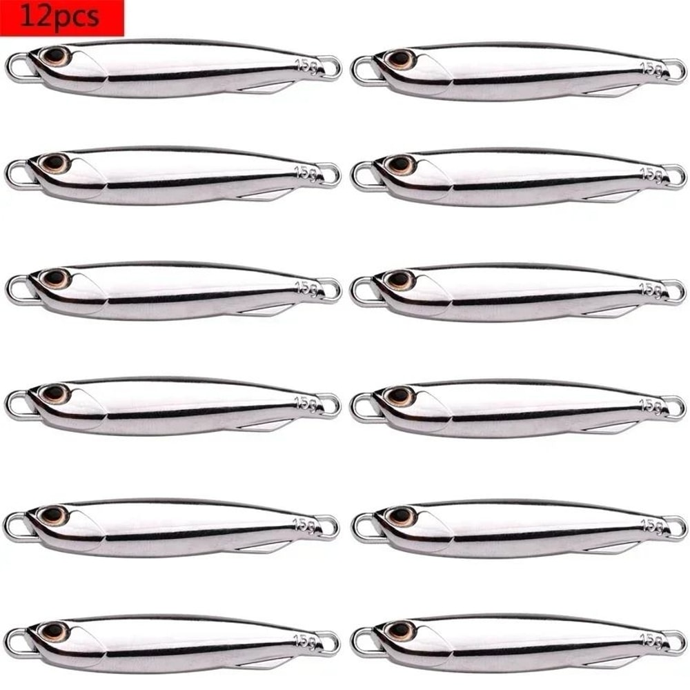 12 Piece Metal Jig Fishing Lure Kit Sinking Spoon And Spinner Set For Pike Carp And Sea Fishing 7